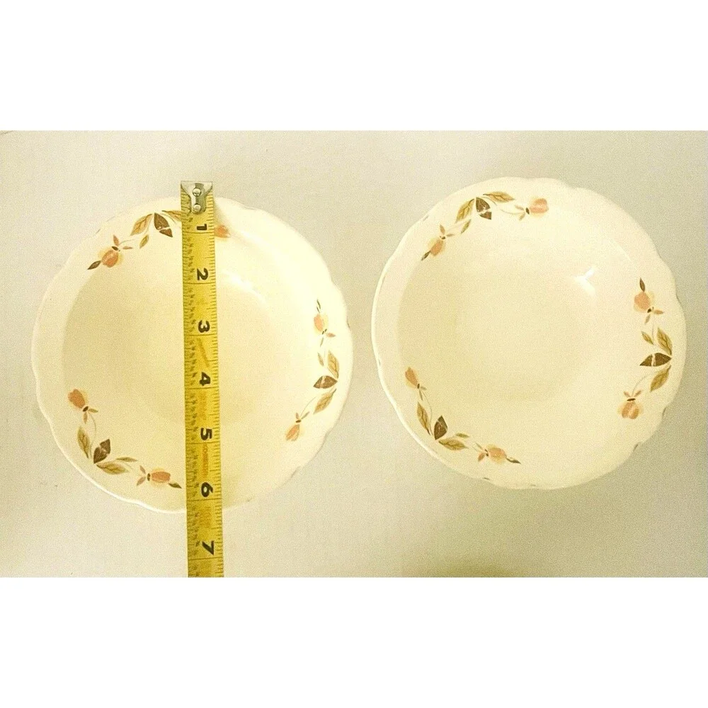 Vintage Hall China Autumn Leaf 3 Dessert Cereal  Bowls and 1 Dessert Dish